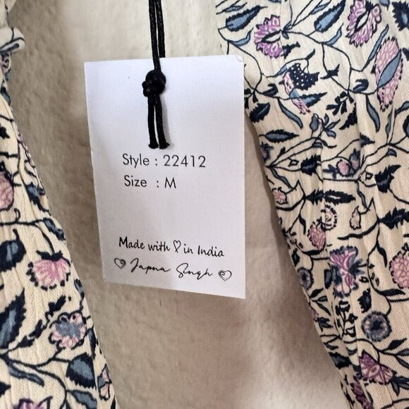 Japna Long Sleeve Dress Size Medium Floral New With Tag Tie Waist - Picture 6 of 9